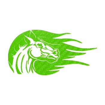 Samolepící dekorace SAMOLEPKA Kůň 073 pravá hlava s vlající hřívou (58 - 3D karbon zelený kawasaki) NA AUTO, NÁLEPKA, FÓLIE, POLEP, TUNING, VLASTNÍ TEXT, TISK, AUTOSAMOLEPKY.cz, POLEPY, OBRÁZEK, LOGO, SAMOLEPKY