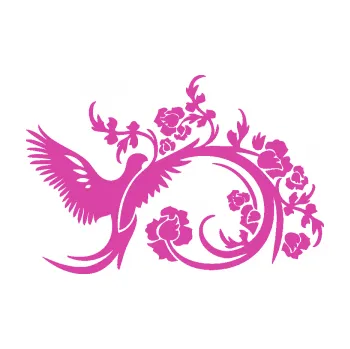 Samolepící dekorace Květina 011 levá ptáček s květy (16 - růžová) SAMOLEPKA NA AUTO, NÁLEPKA, FÓLIE, POLEP, TUNING, VLASTNÍ TEXT, TISK, AUTOSAMOLEPKY.cz, POLEPY, OBRÁZEK, LOGO, 3D STICKERS