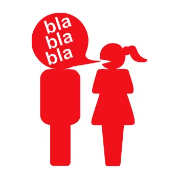 Samolepicí dekorace na vozidlo Bla bla bla silueta muž a žena (10 - červená) SAMOLEPKA NA AUTO, NÁLEPKA, FÓLIE, POLEP, TUNING, VLASTNÍ TEXT, TISK, AUTOSAMOLEPKY.cz, POLEPY, OBRÁZEK, LOGO, 3D STICKERS