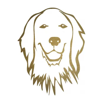 Polep vozidla SAMOLEPKA Pes 085 pravá Retrívr (64 - škrábaný kov zlatý) NA AUTO, NÁLEPKA, FÓLIE, POLEP, TUNING, VLASTNÍ TEXT, TISK, AUTOSAMOLEPKY.cz, POLEPY, OBRÁZEK, LOGO, SAMOLEPKY