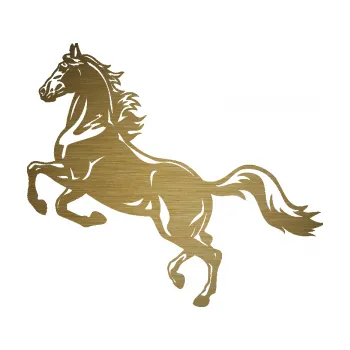Samolepící dekorace Kůň 057 levá na zadních (64 - škrábaný kov zlatý) SAMOLEPKA NA AUTO, NÁLEPKA, FÓLIE, POLEP, TUNING, VLASTNÍ TEXT, TISK, AUTOSAMOLEPKY.cz, POLEPY, OBRÁZEK, LOGO, 3D STICKERS