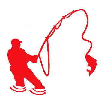 Polep vozidla SAMOLEPKA Rybář 018 pravá (10 - červená) NA AUTO, NÁLEPKA, FÓLIE, POLEP, TUNING, VLASTNÍ TEXT, TISK, AUTOSAMOLEPKY.cz, POLEPY, OBRÁZEK, LOGO, SAMOLEPKY