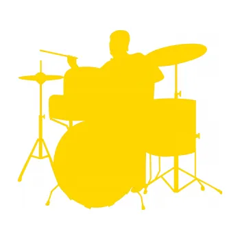 Samolepicí dekorace na vozidlo Music 011 levá hráč na bicí (13 - jasně žlutá) SAMOLEPKA NA AUTO, NÁLEPKA, FÓLIE, POLEP, TUNING, VLASTNÍ TEXT, TISK, AUTOSAMOLEPKY.cz, POLEPY, OBRÁZEK, LOGO, 3D STICKERS
