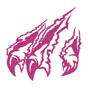 Samolepicí dekorace na vozidlo Drápy levá (90 - Ultra Metalic růžová) SAMOLEPKA NA AUTO, NÁLEPKA, FÓLIE, POLEP, TUNING, VLASTNÍ TEXT, TISK, AUTOSAMOLEPKY.cz, POLEPY, OBRÁZEK, LOGO, 3D STICKERS