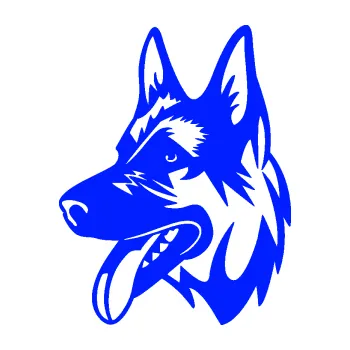 Polep vozidla Pes 151 levá německý ovčák (19 - modrá dynamic) SAMOLEPKA NA AUTO, NÁLEPKA, FÓLIE, POLEP, TUNING, VLASTNÍ TEXT, TISK, AUTOSAMOLEPKY.cz, POLEPY, OBRÁZEK, LOGO, 3D STICKERS