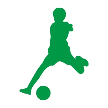 Samolepicí dekorace na vozidlo Fotbalista 020 levá (12 - zelená) SAMOLEPKA NA AUTO, NÁLEPKA, FÓLIE, POLEP, TUNING, VLASTNÍ TEXT, TISK, AUTOSAMOLEPKY.cz, POLEPY, OBRÁZEK, LOGO, 3D STICKERS