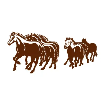 Samolepící dekorace Koníci 005 stádo levá (15 - hnědá) SAMOLEPKA NA AUTO, NÁLEPKA, FÓLIE, POLEP, TUNING, VLASTNÍ TEXT, TISK, AUTOSAMOLEPKY.cz, POLEPY, OBRÁZEK, LOGO, 3D STICKERS