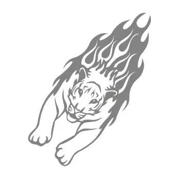 Samolepicí dekorace na vozidlo Animal flames 024 levá tygr (17 - šedá) SAMOLEPKA NA AUTO, NÁLEPKA, FÓLIE, POLEP, TUNING, VLASTNÍ TEXT, TISK, AUTOSAMOLEPKY.cz, POLEPY, OBRÁZEK, LOGO, 3D STICKERS