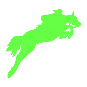 Samolepící dekorace Kůň 084 pravá s jezdkyní (71 - Fluorescentní zelená) SAMOLEPKA NA AUTO, NÁLEPKA, FÓLIE, POLEP, TUNING, VLASTNÍ TEXT, TISK, AUTOSAMOLEPKY.cz, POLEPY, OBRÁZEK, LOGO, 3D STICKERS