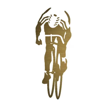 Polep vozidla SAMOLEPKA Cyklista 007 levá (64 - škrábaný kov zlatý) NA AUTO, NÁLEPKA, FÓLIE, POLEP, TUNING, VLASTNÍ TEXT, TISK, AUTOSAMOLEPKY.cz, POLEPY, OBRÁZEK, LOGO, SAMOLEPKY
