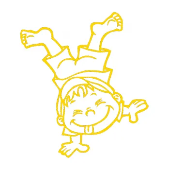 Samolepicí dekorace na vozidlo Dítě v autě 023 pravá kluk ve stojce (13 - jasně žlutá) SAMOLEPKA NA AUTO, NÁLEPKA, FÓLIE, POLEP, TUNING, VLASTNÍ TEXT, TISK, AUTOSAMOLEPKY.cz, POLEPY, OBRÁZEK, LOGO, 3D STICKERS