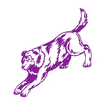 Polep vozidla SAMOLEPKA Pes 044 levá (14 - fialová) NA AUTO, NÁLEPKA, FÓLIE, POLEP, TUNING, VLASTNÍ TEXT, TISK, AUTOSAMOLEPKY.cz, POLEPY, OBRÁZEK, LOGO, SAMOLEPKY