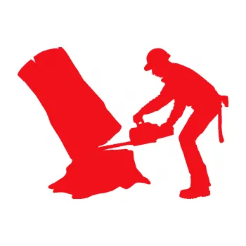 Samolepící dekorace SAMOLEPKA Dřevorubec 003 levá (10 - červená) NA AUTO, NÁLEPKA, FÓLIE, POLEP, TUNING, VLASTNÍ TEXT, TISK, AUTOSAMOLEPKY.cz, POLEPY, OBRÁZEK, LOGO, SAMOLEPKY