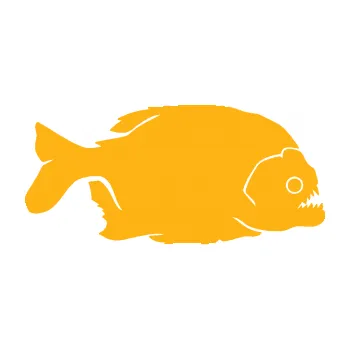 Polep vozidla SAMOLEPKA Piraňa 001 pravá dravá ryba (21 - světle oranžová) NA AUTO, NÁLEPKA, FÓLIE, POLEP, TUNING, VLASTNÍ TEXT, TISK, AUTOSAMOLEPKY.cz, POLEPY, OBRÁZEK, LOGO, SAMOLEPKY