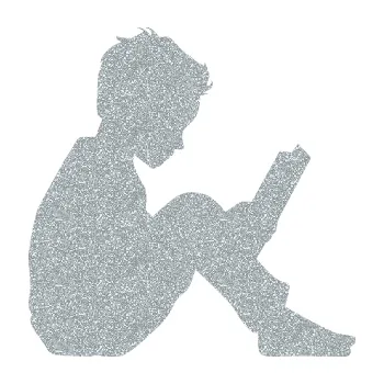 samolepka Děti silueta 002 pravá chlapec s knížkou (91 - Ultra Metalic stříbrná metalíza) SAMOLEPKA NA AUTO, NÁLEPKA, FÓLIE, POLEP, TUNING, VLASTNÍ TEXT, TISK, AUTOSAMOLEPKY.cz, POLEPY, OBRÁZEK, LOGO, 3D STICKERS