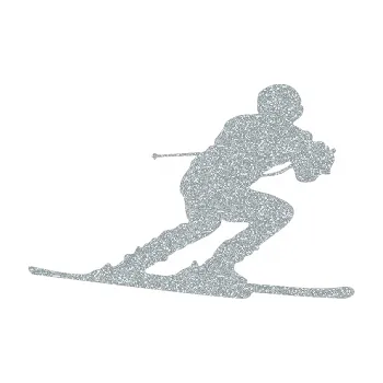 Samolepicí dekorace na vozidlo Lyžař 017 pravá (91 - Ultra Metalic stříbrná metalíza) SAMOLEPKA NA AUTO, NÁLEPKA, FÓLIE, POLEP, TUNING, VLASTNÍ TEXT, TISK, AUTOSAMOLEPKY.cz, POLEPY, OBRÁZEK, LOGO, 3D STICKERS