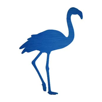 Samolepící dekorace SAMOLEPKA Plameňák 001 pravá (65 - škrábaný kov modrý) NA AUTO, NÁLEPKA, FÓLIE, POLEP, TUNING, VLASTNÍ TEXT, TISK, AUTOSAMOLEPKY.cz, POLEPY, OBRÁZEK, LOGO, SAMOLEPKY