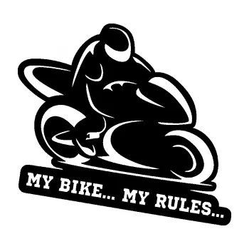 Samolepící dekorace SAMOLEPKA Motorkář 012 pravá s textem (01 - černá) NA AUTO, NÁLEPKA, FÓLIE, POLEP, TUNING, VLASTNÍ TEXT, TISK, AUTOSAMOLEPKY.cz, POLEPY, OBRÁZEK, LOGO, SAMOLEPKY