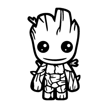 Samolepící dekorace SAMOLEPKA Groot 002 pravá baby (01 - černá) NA AUTO, NÁLEPKA, FÓLIE, POLEP, TUNING, VLASTNÍ TEXT, TISK, AUTOSAMOLEPKY.cz, POLEPY, OBRÁZEK, LOGO, SAMOLEPKY