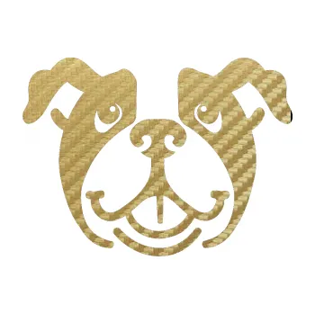 Polep vozidla Pes 069 Buldoček (59 - 3D karbon zlatý) SAMOLEPKA NA AUTO, NÁLEPKA, FÓLIE, POLEP, TUNING, VLASTNÍ TEXT, TISK, AUTOSAMOLEPKY.cz, POLEPY, OBRÁZEK, LOGO, 3D STICKERS