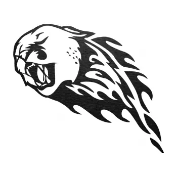 Samolepicí dekorace na vozidlo Animal flames 083 levá puma (63 - škrábaný kov černý) SAMOLEPKA NA AUTO, NÁLEPKA, FÓLIE, POLEP, TUNING, VLASTNÍ TEXT, TISK, AUTOSAMOLEPKY.cz, POLEPY, OBRÁZEK, LOGO, 3D STICKERS