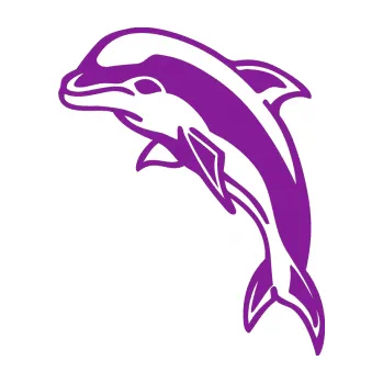 Samolepící dekorace Delfín 001 levá (14 - fialová) SAMOLEPKA NA AUTO, NÁLEPKA, FÓLIE, POLEP, TUNING, VLASTNÍ TEXT, TISK, AUTOSAMOLEPKY.cz, POLEPY, OBRÁZEK, LOGO, 3D STICKERS