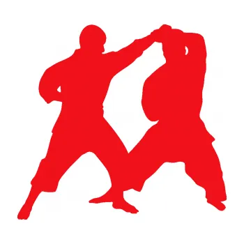 Polep vozidla SAMOLEPKA Karate 013 levá souboj (10 - červená) NA AUTO, NÁLEPKA, FÓLIE, POLEP, TUNING, VLASTNÍ TEXT, TISK, AUTOSAMOLEPKY.cz, POLEPY, OBRÁZEK, LOGO, SAMOLEPKY