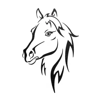 Samolepící dekorace SAMOLEPKA Kůň 030 levá (63 - škrábaný kov černý) NA AUTO, NÁLEPKA, FÓLIE, POLEP, TUNING, VLASTNÍ TEXT, TISK, AUTOSAMOLEPKY.cz, POLEPY, OBRÁZEK, LOGO, SAMOLEPKY