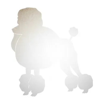 Polep vozidla SAMOLEPKA Pes 092 levá Pudl (82 - odrazková reflexní bílá) NA AUTO, NÁLEPKA, FÓLIE, POLEP, TUNING, VLASTNÍ TEXT, TISK, AUTOSAMOLEPKY.cz, POLEPY, OBRÁZEK, LOGO, SAMOLEPKY