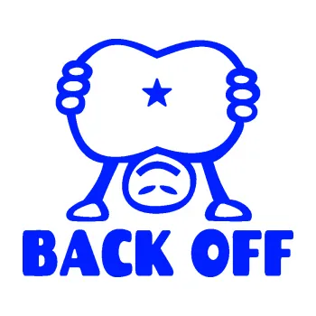 Autodoplněk Samolepka na auto Back off panáček (19 - modrá dynamic) NÁLEPKA, FÓLIE, POLEPY, TUNING, VLASTNÍ TEXT, TISK, AUTOSAMOLEPKY.cz, SAMOLEPKY, OBRÁZEK, LOGO, VÝROBA, PRODEJ
