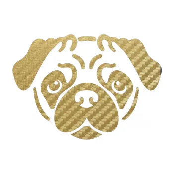 Polep vozidla SAMOLEPKA Pes 067 Mopsík (59 - 3D karbon zlatý) NA AUTO, NÁLEPKA, FÓLIE, POLEP, TUNING, VLASTNÍ TEXT, TISK, AUTOSAMOLEPKY.cz, POLEPY, OBRÁZEK, LOGO, SAMOLEPKY