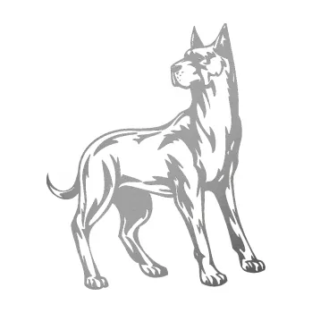 samolepka Pes 041 pravá (42 - stříbrná metalíza) SAMOLEPKA NA AUTO, NÁLEPKA, FÓLIE, POLEP, TUNING, VLASTNÍ TEXT, TISK, AUTOSAMOLEPKY.cz, POLEPY, OBRÁZEK, LOGO, 3D STICKERS