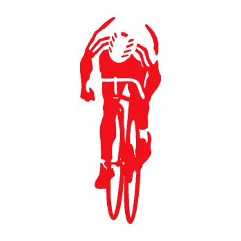 Polep vozidla SAMOLEPKA Cyklista 007 levá (10 - červená) NA AUTO, NÁLEPKA, FÓLIE, POLEP, TUNING, VLASTNÍ TEXT, TISK, AUTOSAMOLEPKY.cz, POLEPY, OBRÁZEK, LOGO, SAMOLEPKY