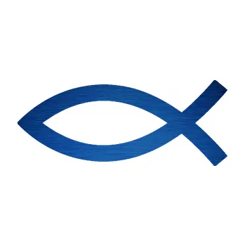 samolepka Jesus rybička 002 křesťanský symbol (65 - škrábaný kov modrý) SAMOLEPKA NA AUTO, NÁLEPKA, FÓLIE, POLEP, TUNING, VLASTNÍ TEXT, TISK, AUTOSAMOLEPKY.cz, POLEPY, OBRÁZEK, LOGO, 3D STICKERS