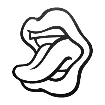 Samolepící dekorace SAMOLEPKA Pusa 003 levá s vypláznutým jazykem (63 - škrábaný kov černý) NA AUTO, NÁLEPKA, FÓLIE, POLEP, TUNING, VLASTNÍ TEXT, TISK, AUTOSAMOLEPKY.cz, POLEPY, OBRÁZEK, LOGO, SAMOLEPKY