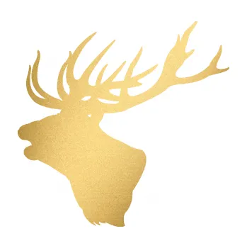 Samolepící dekorace SAMOLEPKA Jelen 001 levá silueta hlavy (43 - zlatá metalíza) NA AUTO, NÁLEPKA, FÓLIE, POLEP, TUNING, VLASTNÍ TEXT, TISK, AUTOSAMOLEPKY.cz, POLEPY, OBRÁZEK, LOGO, SAMOLEPKY