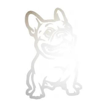 Polep vozidla SAMOLEPKA Pes 139 pravá francouzský buldoček (82 - odrazková reflexní bílá) NA AUTO, NÁLEPKA, FÓLIE, POLEP, TUNING, VLASTNÍ TEXT, TISK, AUTOSAMOLEPKY.cz, POLEPY, OBRÁZEK, LOGO, SAMOLEPKY