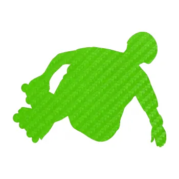 Samolepicí dekorace na vozidlo Bruslař 001 levá (58 - 3D karbon zelený kawasaki) SAMOLEPKA NA AUTO, NÁLEPKA, FÓLIE, POLEP, TUNING, VLASTNÍ TEXT, TISK, AUTOSAMOLEPKY.cz, POLEPY, OBRÁZEK, LOGO, 3D STICKERS