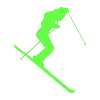 Samolepicí dekorace na vozidlo Lyžař 010 pravá (71 - Fluorescentní zelená) SAMOLEPKA NA AUTO, NÁLEPKA, FÓLIE, POLEP, TUNING, VLASTNÍ TEXT, TISK, AUTOSAMOLEPKY.cz, POLEPY, OBRÁZEK, LOGO, 3D STICKERS