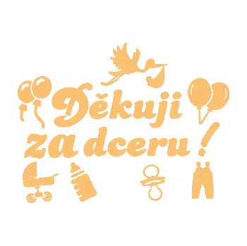 Samolepicí dekorace na vozidlo Děkuji za dceru nápis dítě v autě (08 - béžová) SAMOLEPKA NA AUTO, NÁLEPKA, FÓLIE, POLEP, TUNING, VLASTNÍ TEXT, TISK, AUTOSAMOLEPKY.cz, POLEPY, OBRÁZEK, LOGO, 3D STICKERS