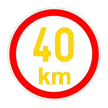 samolepka Maximální rychlost 40km - nejvyšší konstrukční rychlost (13 - jasně žlutá) SAMOLEPKA NA AUTO, NÁLEPKA, FÓLIE, POLEP, TUNING, VLASTNÍ TEXT, TISK, AUTOSAMOLEPKY.cz, POLEPY, OBRÁZEK, LOGO, 3D STICKERS