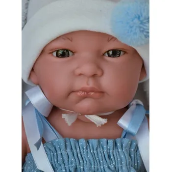 Panenka Realistické miminko - chlapeček- Menší John s mašlemi od firmy Lamagik (španělské miminko 39 cm)