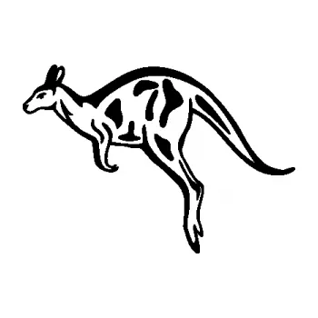 Samolepící dekorace SAMOLEPKA Klokan 004 levá (01 - černá) NA AUTO, NÁLEPKA, FÓLIE, POLEP, TUNING, VLASTNÍ TEXT, TISK, AUTOSAMOLEPKY.cz, POLEPY, OBRÁZEK, LOGO, SAMOLEPKY