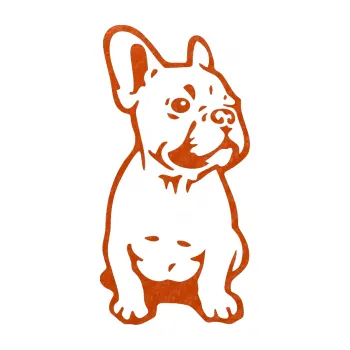 samolepka Pes 070 pravá Francouzský buldoček (54 - 3D karbon oranžový) SAMOLEPKA NA AUTO, NÁLEPKA, FÓLIE, POLEP, TUNING, VLASTNÍ TEXT, TISK, AUTOSAMOLEPKY.cz, POLEPY, OBRÁZEK, LOGO, 3D STICKERS