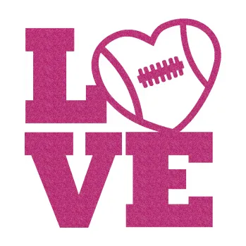 Samolepicí dekorace na vozidlo Love americký fotbal (90 - Ultra Metalic růžová) SAMOLEPKA NA AUTO, NÁLEPKA, FÓLIE, POLEP, TUNING, VLASTNÍ TEXT, TISK, AUTOSAMOLEPKY.cz, POLEPY, OBRÁZEK, LOGO, 3D STICKERS