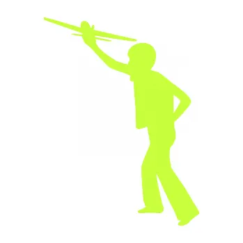 samolepka Děti silueta 003 levá kluk s modelem letadla (27 - limetová) SAMOLEPKA NA AUTO, NÁLEPKA, FÓLIE, POLEP, TUNING, VLASTNÍ TEXT, TISK, AUTOSAMOLEPKY.cz, POLEPY, OBRÁZEK, LOGO, 3D STICKERS