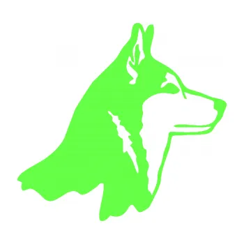 Polep vozidla Pes 096 pravá Husky (71 - Fluorescentní zelená) SAMOLEPKA NA AUTO, NÁLEPKA, FÓLIE, POLEP, TUNING, VLASTNÍ TEXT, TISK, AUTOSAMOLEPKY.cz, POLEPY, OBRÁZEK, LOGO, 3D STICKERS
