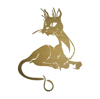 Samolepící dekorace SAMOLEPKA Kočka 015 levá (64 - škrábaný kov zlatý) NA AUTO, NÁLEPKA, FÓLIE, POLEP, TUNING, VLASTNÍ TEXT, TISK, AUTOSAMOLEPKY.cz, POLEPY, OBRÁZEK, LOGO, SAMOLEPKY