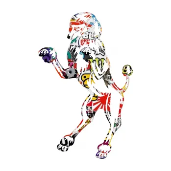 Polep vozidla SAMOLEPKA Pes 023 levá Pudl (83 - Sticker bomb) NA AUTO, NÁLEPKA, FÓLIE, POLEP, TUNING, VLASTNÍ TEXT, TISK, AUTOSAMOLEPKY.cz, POLEPY, OBRÁZEK, LOGO, SAMOLEPKY