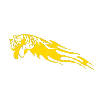 Samolepicí dekorace na vozidlo Animal flames 022 levá tygr (13 - jasně žlutá) SAMOLEPKA NA AUTO, NÁLEPKA, FÓLIE, POLEP, TUNING, VLASTNÍ TEXT, TISK, AUTOSAMOLEPKY.cz, POLEPY, OBRÁZEK, LOGO, 3D STICKERS